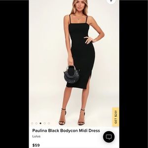 Lulus Paulina black body con midi dress NWT
